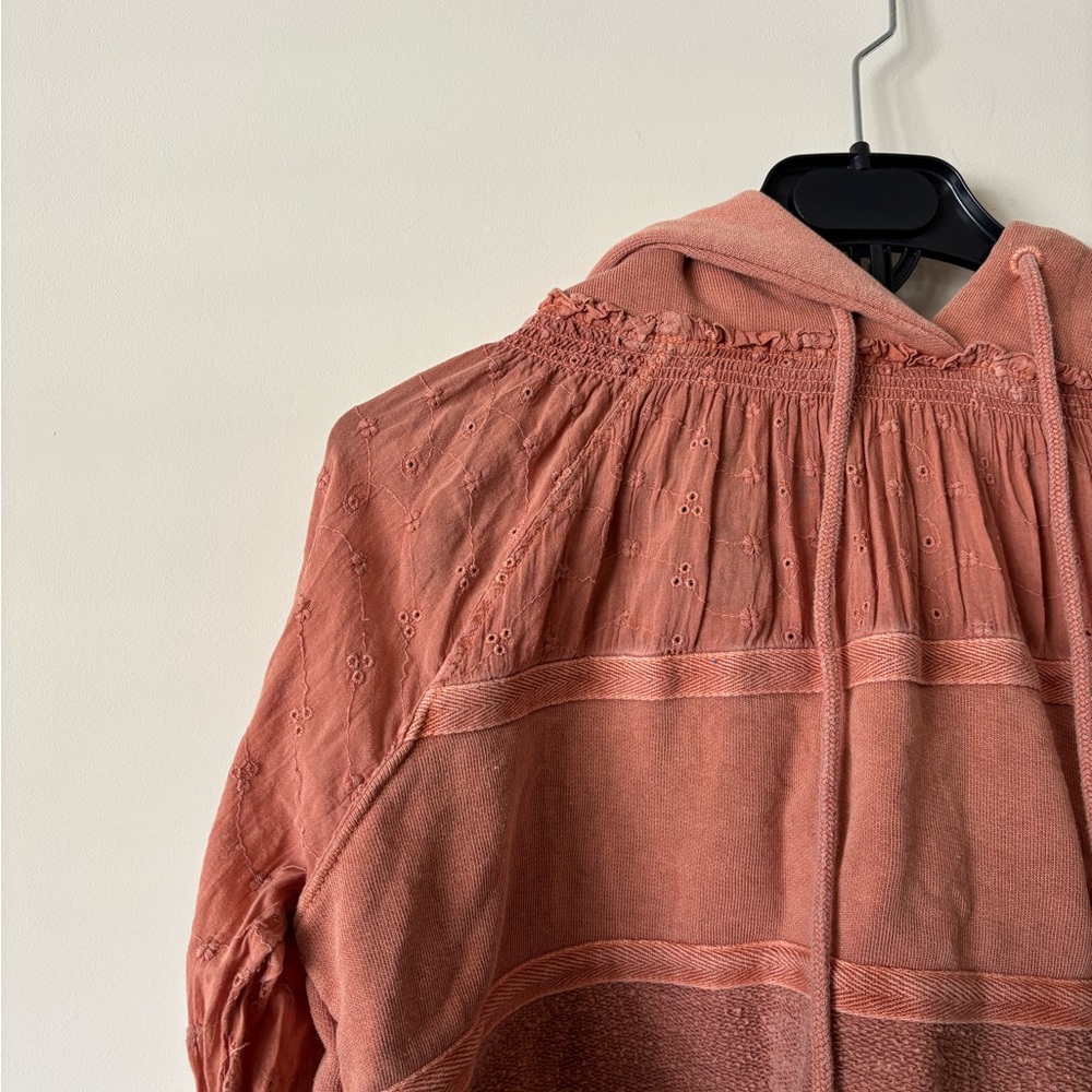 Free People Piper Pieced Crop Hoodie - Orange - Picture 2 of 5